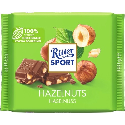 Ritter Sport mliečná čokoláda s kousky lískových oříšků 100 g