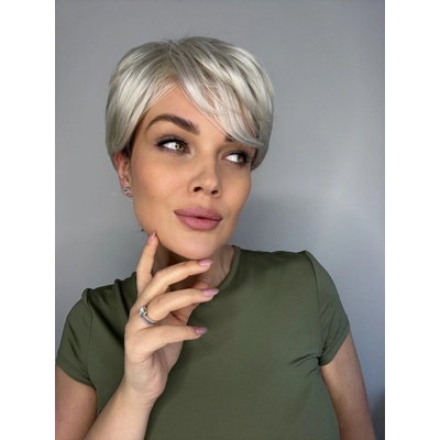 Mesačná biela pixie parochňa z pravých a umelých vlasov Willa