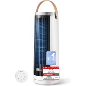 Levoit compact tower fan DC motor - quiet from 20dB fan - 7m/s cooling - table fan 5 levels/90° oscillation/12 hour timer/remote control - space saving, small rooms - moon white, 33 cm - LTF-F132-WEU (LTF-F1