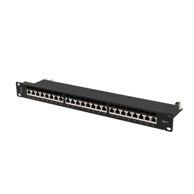 Lanberg Пач панел Lanberg 24 порта 1U 19" CAT. 7 ftp с кабелен органайзер екраниран черен (PPS7-1024-B)