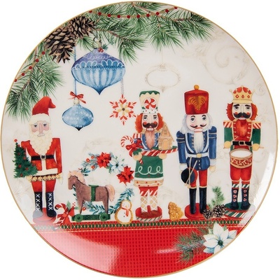 Clayre & Eef Dezertný porcelánový tanier s Luskáčikmi 21 x 2 cm