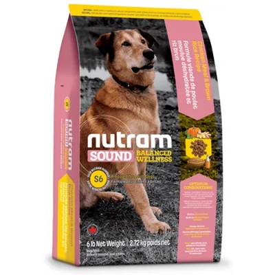 S6 Nutram Sound Balanced Wellness® Adult Natural Dog Food, Рецепта с пиле, кафяв ориз, грах и тиква, за пораснали кучета от 1 до 10 години, Канада - 13.6 кг