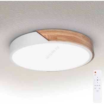 Brilagi - Димируемо LED осветително тяло PILANA LED/48W/230V дъб/бяло Ø 40 см + дистанционно управление (BG2710)