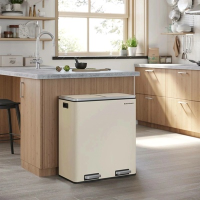 Songmics Odpadkový koš 60 l, 2 přihrádky na třídění, s pedálem