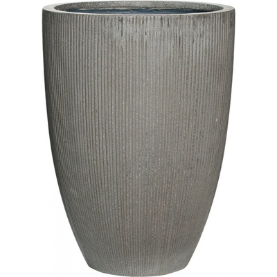 PotteryPots Kvetináč Ben, tmavo sivý (vertikálne vrúbkovanie), 55 x 40 cm