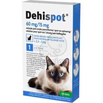 Dehispot спот он за котки срещу паразити 60/15 мг за котки със среден размер