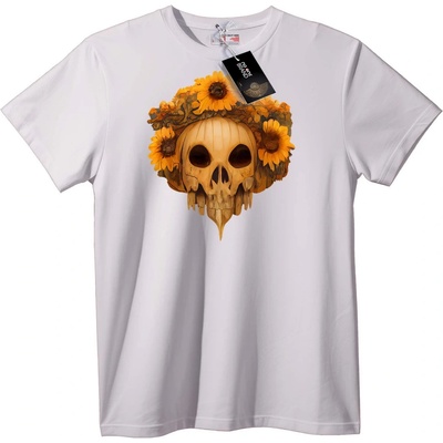 NOONEBRAND Тениска Череп с Корона от Слънчоглед - 2XL, White