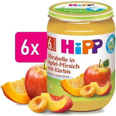 HiPP BIO Jablko broskve mirabelky máslová dýně 6 x 190 g