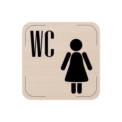 Popis místnosti - cedulka na dveře - WC ženy, dřevěná tabulka, 80 x 80 mm