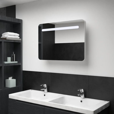 vidaXL LED шкаф с огледало за баня, 80x9, 5x55 см (285120)