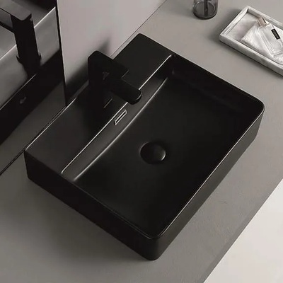 Inter Ceramic Мивка за баня ICB 5042MB, Inter Ceramic, монтаж върху плот, порцелан, черен мат, 50x42x13см (ICB 5042MB)