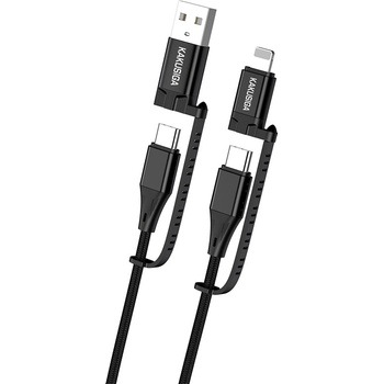 Kaku KSC-654 Tuojie 4 v 1 - USB + typ C na typ C + Lightning, 1,2m, černý