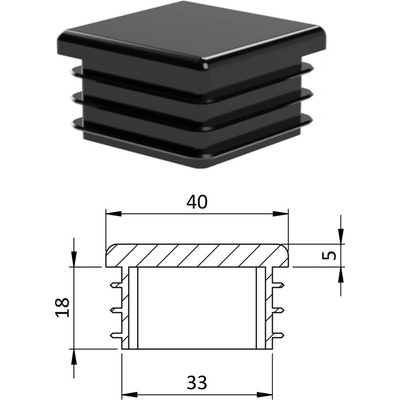 Kovoinox Krytka plastová 40 x 40 mm, černá – Sleviste.cz
