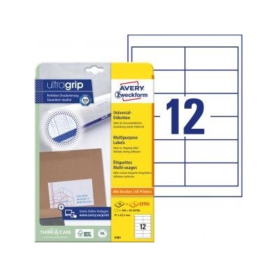 Etikety univerzálne 97x42,3mm Avery A4 25+5 hárkov