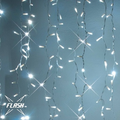 DecoLED LED svetelná záclona FLASH 1x1,5 m ľadovo biela 150 diód IP67