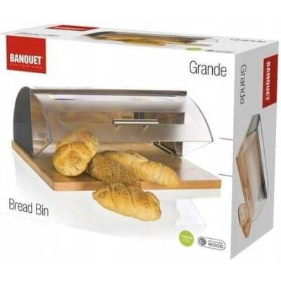 Chlebník jednodílný Banquet GRANDE bílý, šedý plast
