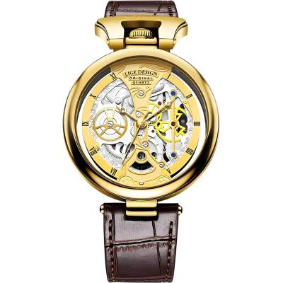 LIGE Часовник lige ha-29523 - Кафяв / Златен kp29523 (ha-29523)