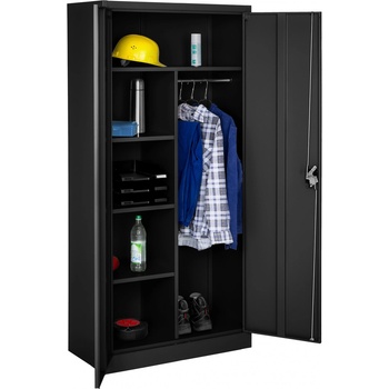 Tectake 404384 plechová policová skříň 6 přihrádek - černá,80 cm