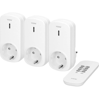 VIRONE rs-3 (gs) - Контакт, 3бр, шуко, 1000w, дистанционно, ip20, 25м (rs-3gs)