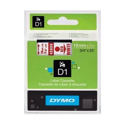 Dymo D1 45805, S0720850, 19mm x 7m, červená tlač / biely podklad, originálna páska