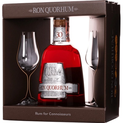 Ron Quorhum 30 Aniversario 40% 0,7 l (dárčekové balenie 2 poháre)