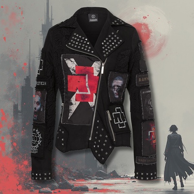 Rammstein Metal Patches Zip BP Black