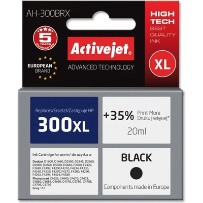 Activejet Мастило Activejet AH-300BRX (заместител за HP 300XL CC641EE, Premium, 20 ml, черно) (AH-300BRX)