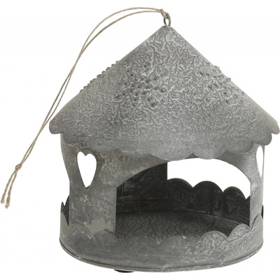 Chic Antique Svícen zinkový domeček na zavěšení Antique, šedá barva, zinek