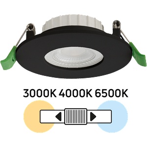 UltraLux Led луна за вграждане, димираща, черна, 6w, 3000k/4000k/6500k, 220-240v (lm6dcctmr16b)