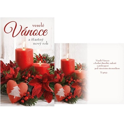 Vánoční přání malé V23-164, červený advent