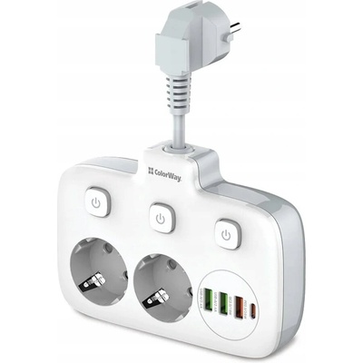 Napájecí zásuvka СolorWay 2x220V/3xUSB-A/1xUSB-C