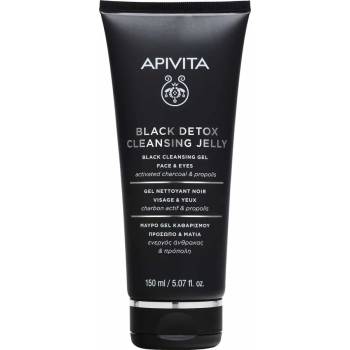 APIVITA Почистващ детокс гел с активен въглен и прополис , Apivita Black Detox Cleansing Jelly Face & Eyes 150ml