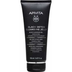 APIVITA Почистващ детокс гел с активен въглен и прополис , Apivita Black Detox Cleansing Jelly Face & Eyes 150ml