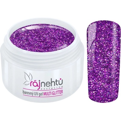 Ráj nehtů Barevný UV gel MULTI GLITTER Violet 5 ml