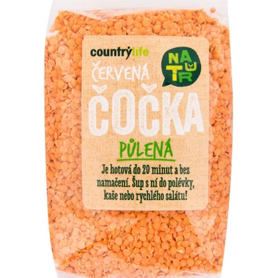 Country Life Šošovica červená polená Bio 0,5 kg