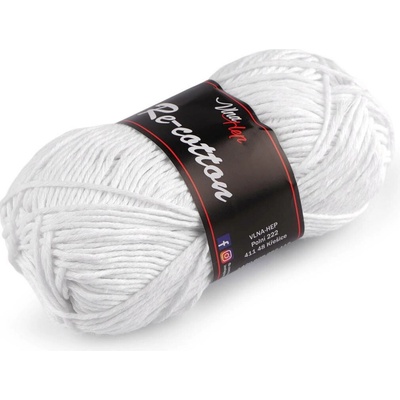 Bavlněná pletací příze Re-Cotton 50 g, střední, 1 (81002) bílá