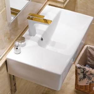 Inter Ceramic Правоъгълна окачена мивка Inter Ceramic, лъскаво бяло покритие, 66 см, дясна (5065R)