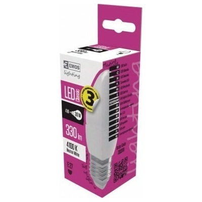 Emos LED žiarovka Classic Candle 4W E27 4500K