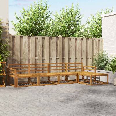 vidaXL Комплект дивани за открито 5 pcs Естествен (3367437)