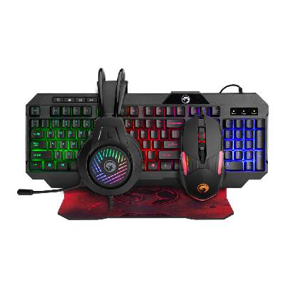 Marvo CM430 US, sada klávesnice s herní myší, podložkou a sluchátky, US, herní, membránová