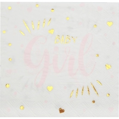 Santex ubrousky papírové metalické Baby Girl 33x33cm 20ks