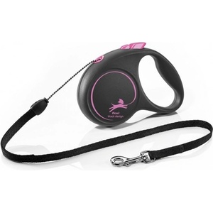 flexi Автоматичен повод FLEXI Black Design S розово въже 5 м - 12 кг 03331