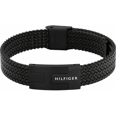 Tommy Hilfiger Čierny oceľový náramok pre mužov Nautical Mesh 2790707