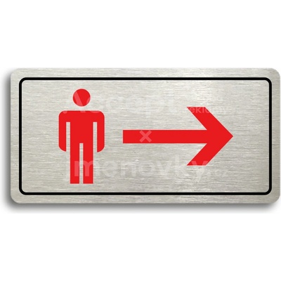 ACCEPT Piktogram WC MUŽI VPRAVO - stříbrná tabulka - barevný tisk