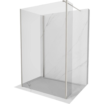 Mexen Kioto душ стена Walk-in 125 x 100 x 40 cm, прозрачна, четкан никел - 800-125-100-221-97-00-040 (800-125-100-221-97-00-040)