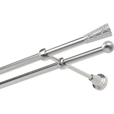 OK-GarnýžeCZ Garnýž kovová dvouřadá 19mm Trapezium nerez 300 cm do stěny / na tunýlek - bez kroužků