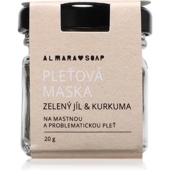 Almara Soap Face Green Clay & Turmeric почистваща маска за лице за мазна и проблемна кожа 20 гр