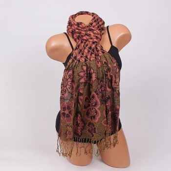 Image 1 of Шал в жълто, черно и розово с цветя