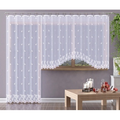 Hotová záclona alebo balkónový komplet, Sabi, biela 300 x 140 cm