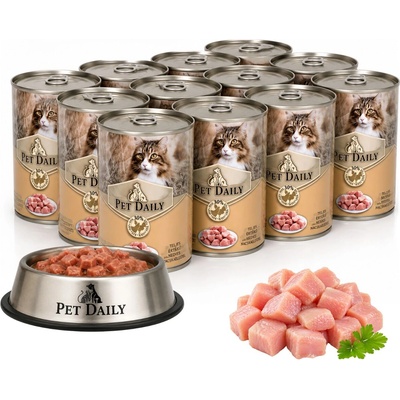 Pet Daily Cat 12x415g Пълноценна мокра храна за котки, Домашни птици 12x415g (42506x12)